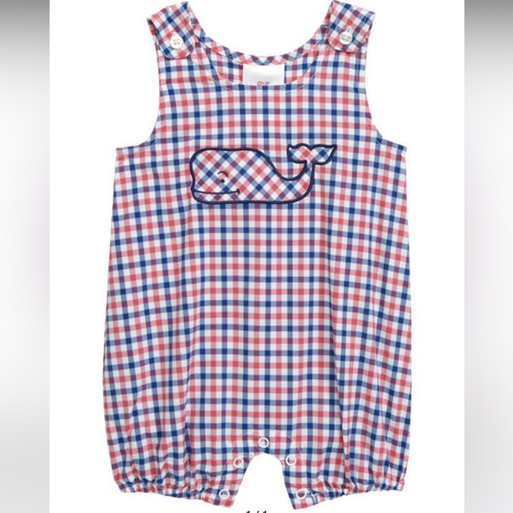 Vineyard Vines Baby Gingham Jon Jon Romper Size 3-6 Month NWT